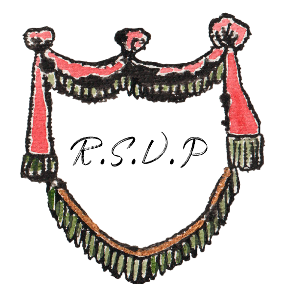 Estandarte decorado con las letras R.S.V.P.